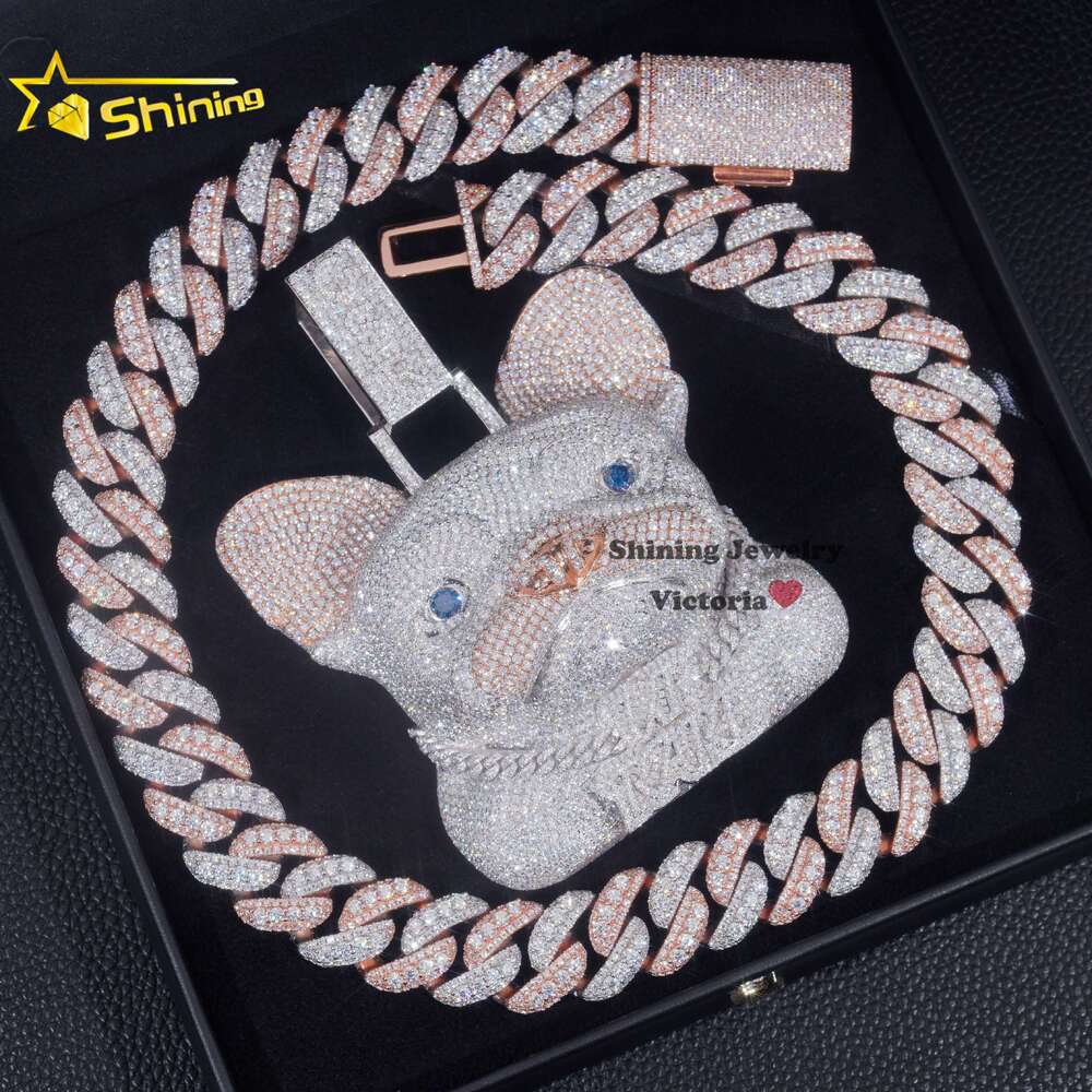 Custom Made Rapper Luxury Jewelry 925 Sterling Silver Iced Out Fully 3D Cute Dog Pendant VVS Moissanite Diamond Pendant