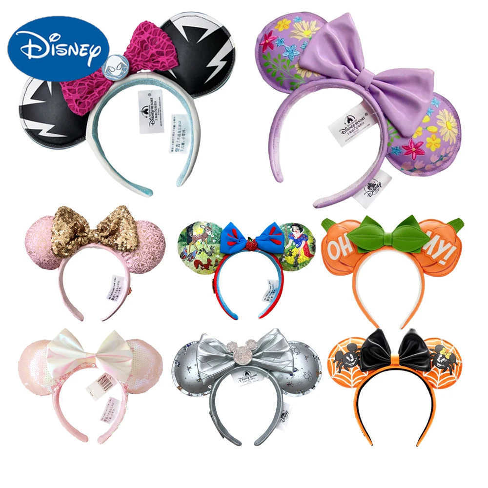 Disney 2024 Disney Minnie Mouse Headband Nightmare Before Oh My Halloween LED Hairband Cosplay Festival Party Adult/Kids Hair Accessory W250701