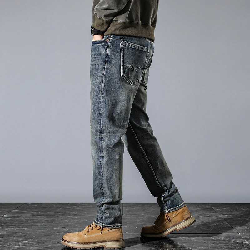 JXN03 Heavyweight high-grade red ear denim jeans mens Slim straight leg trousers retro washed original colour trousers W250701 W250701