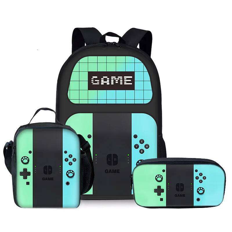 Fashion Novelty Cool games console 3D Print 3pcs/Set pupil School Bags Laptop Daypack Backpack Crossbody Lunch bag Pencil Case