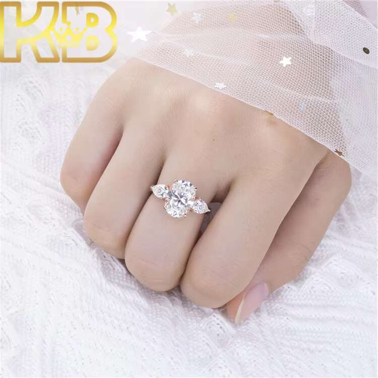 Customized 925 White Silver Lab Diamond Engagement Ring Round Cut Diamond Rings Wedding Band for Women