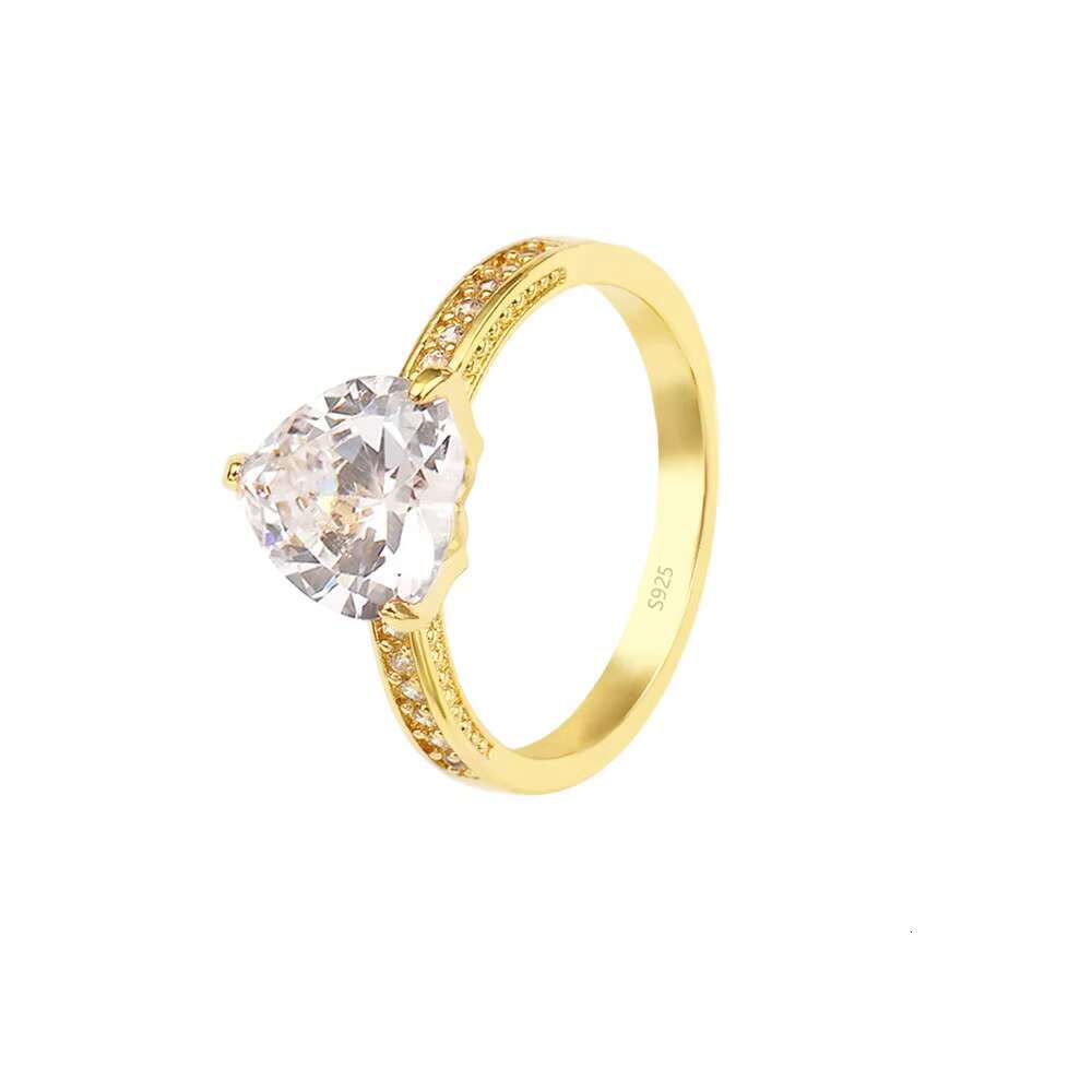 Luxury Cubic Zirconia Heart Shape Pink Engagement Ring Classic Iced Out CZ Heart Silver Ring S925 Ready to Ship