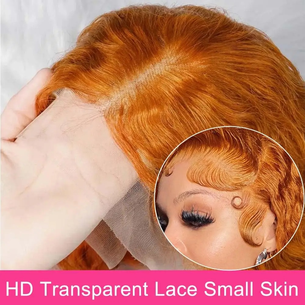 Orange Ginger Lace Front Wig Curly Wigs 30 34 Inch Deep Wave Frontal Wig 13x4 HD Lace Front Human Hair Wig Synthetic Wig