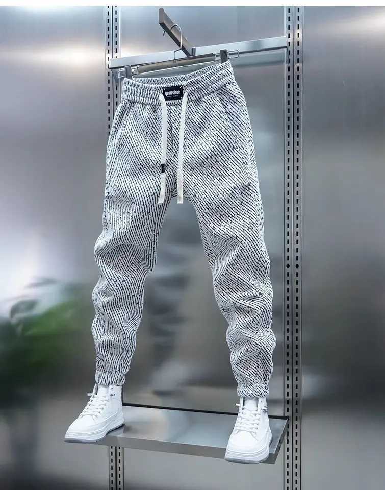Spring And Autumn Men Harem Pants Zebra Striped Trousers Sport Clothing Cargo Sweatpants Brushed Loose Waist Versatile Pants L260526