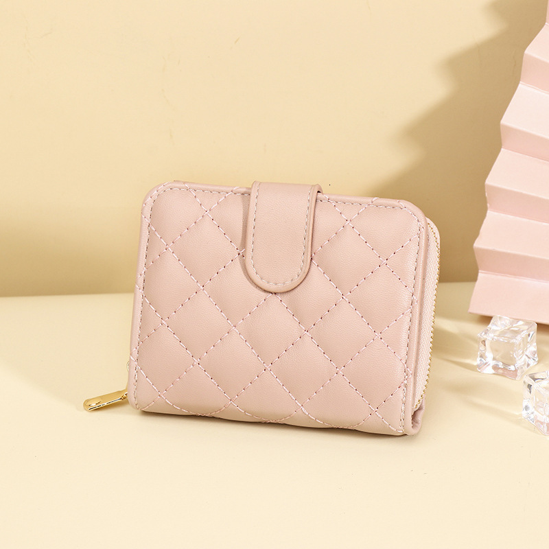 Designer Free Shipping Women's 2025 New Diamond Pattern European And American Women's Short Wallet Student Coin Wallet Multi Card Slot Women