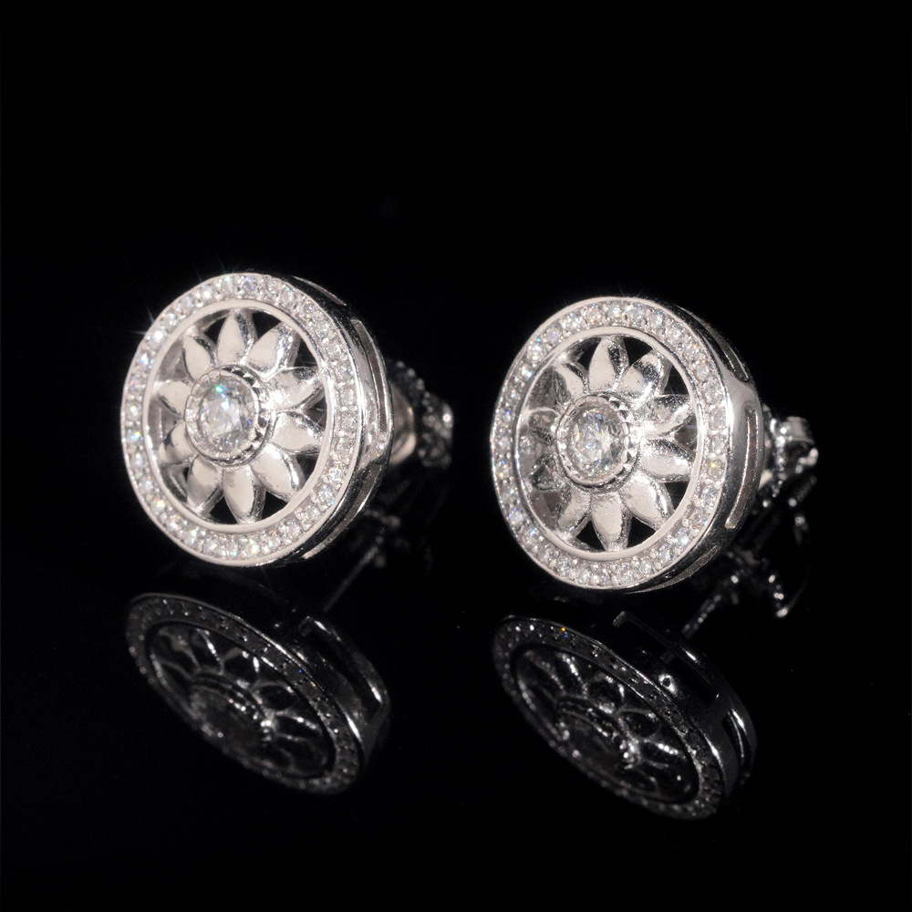 Pass Diamond Tester GRA Certified VVS Diamond Fully Iced Out Hip Hop 925 Silver Jewelry Moissanite Stud Earrings