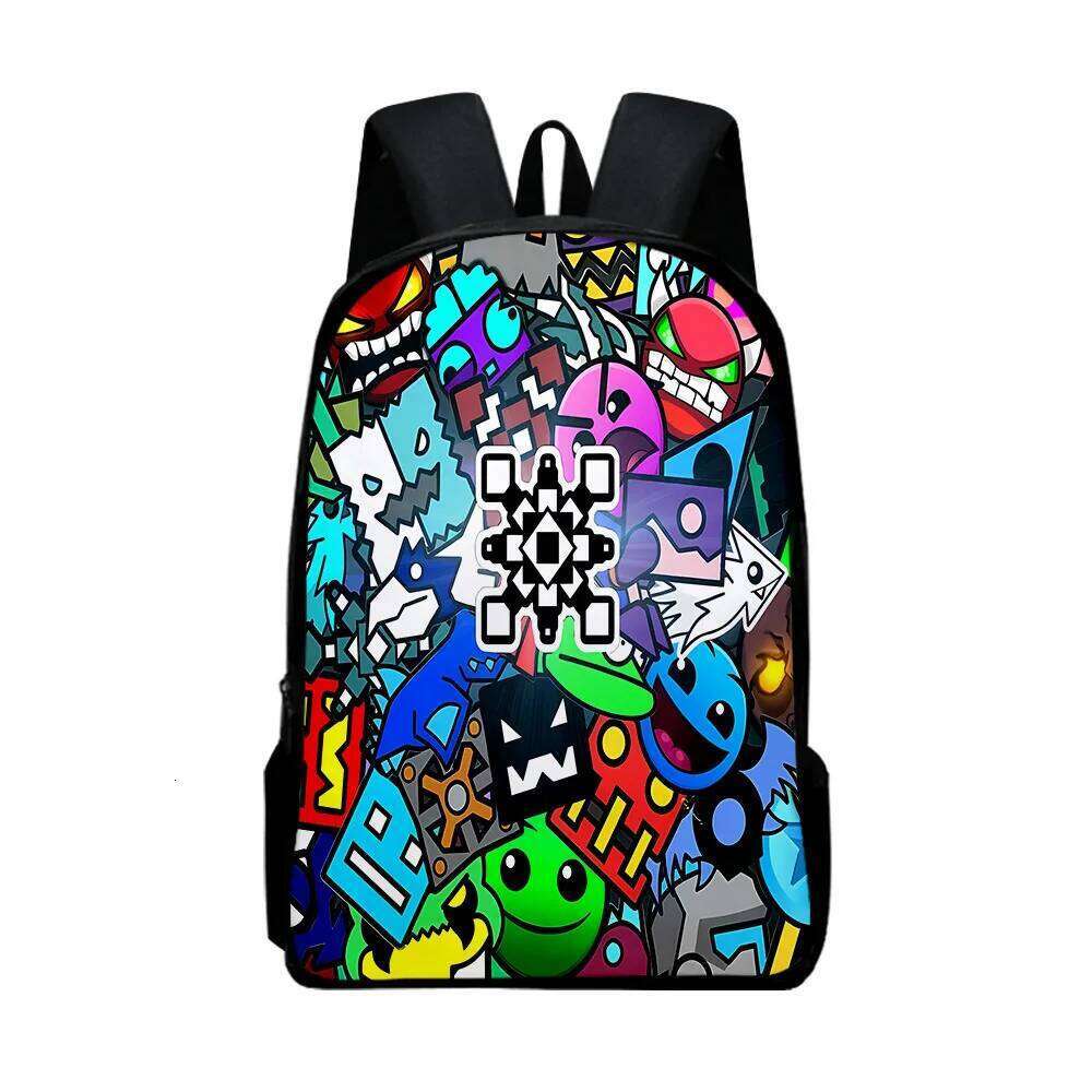 Fashion Novelty Cool Geometry Dash Notebook pupil School Bags 3D Print Oxford Waterproof Boys/Girls Laptop Backpacks
