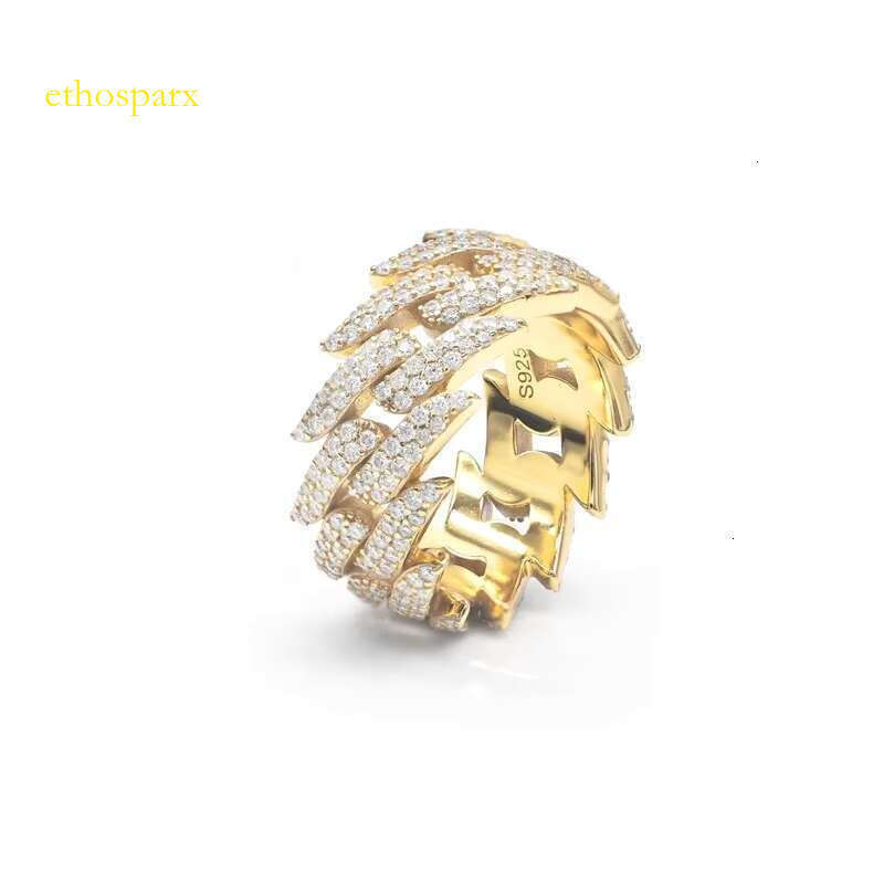 Men's pure silver ice out hip-hop jewelry Moissanite Cuban men's ring