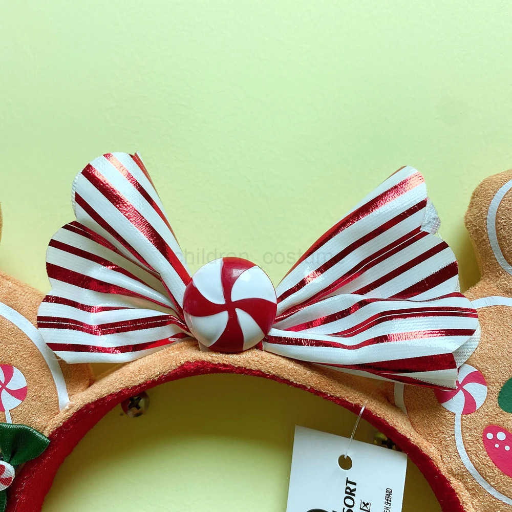 Disney New Disney Minnie Gingerbread Headband 3D Mickey Mouse Ears Christmas Hat Hair Hoop Hairband Party Headwear Girl Toy Gifts W250717