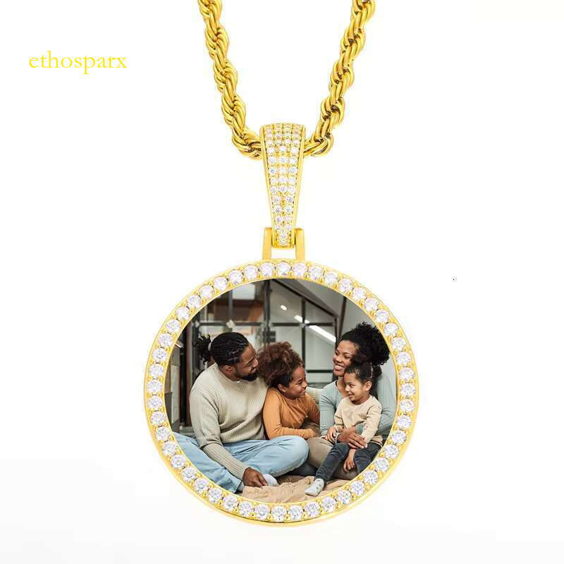 Photo carving sier pyroxene pendant necklace gold-plated or personalized men's and women's jewelry gifts