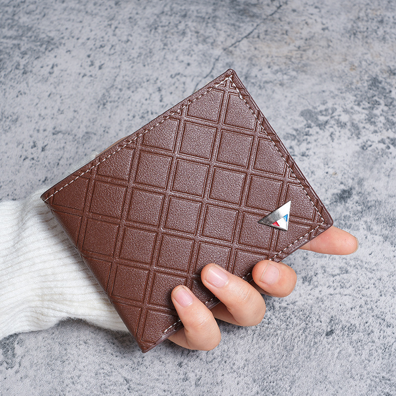 Men's Wallet New Luxury Wallet Short Designer Wallet Money Clip for Young Men Fashion Casual Plaid Multi-Card Slot Thin Soft Leather Wallet Coin 