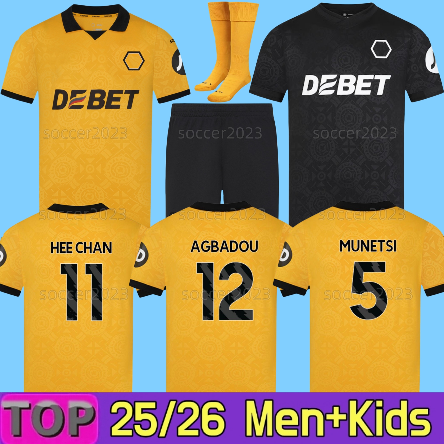 2025 2026 Wolves Vintage AGBADOU soccer jerseys HEE CHAN NETO MUNETSI GOMES STRAND LARSEN HEE CHAN CUNHA KALAJDZIC 25 26 WoLvErHaMpToNes Home Football Shirt Men Kids