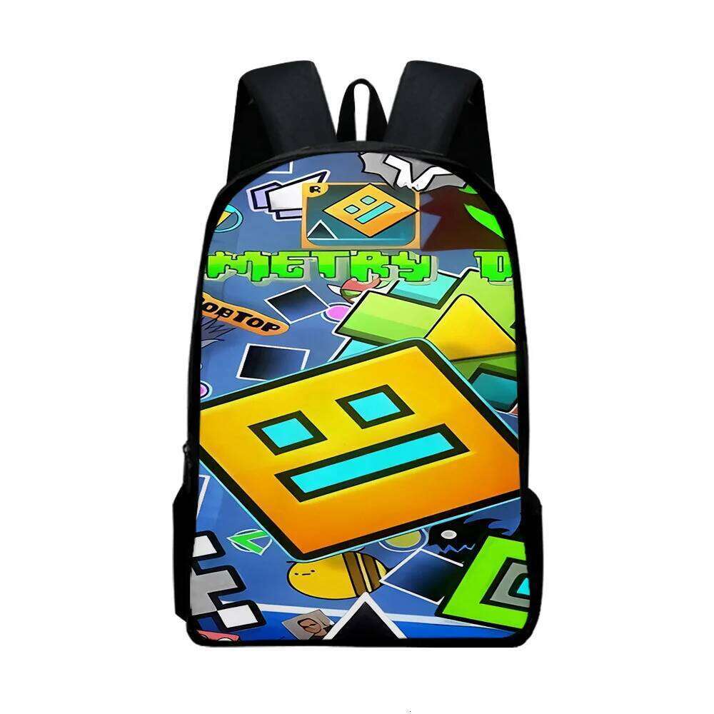 Fashion Novelty Cool Geometry Dash Notebook pupil School Bags 3D Print Oxford Waterproof Boys/Girls Laptop Backpacks