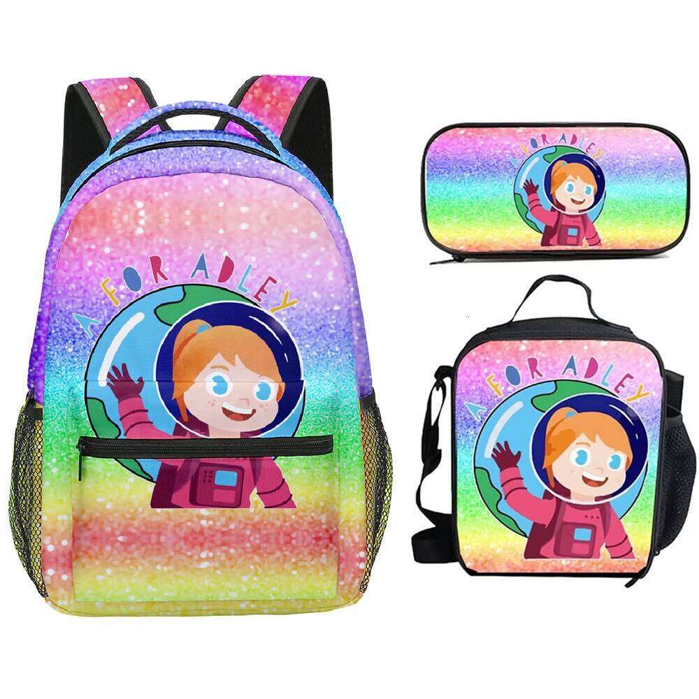 Novelty Fashion Cool AFOR ADLEY 3D Print 3pcs/Set Student School Bags Laptop Backpack Crossbody Lunch bag Pencil Case