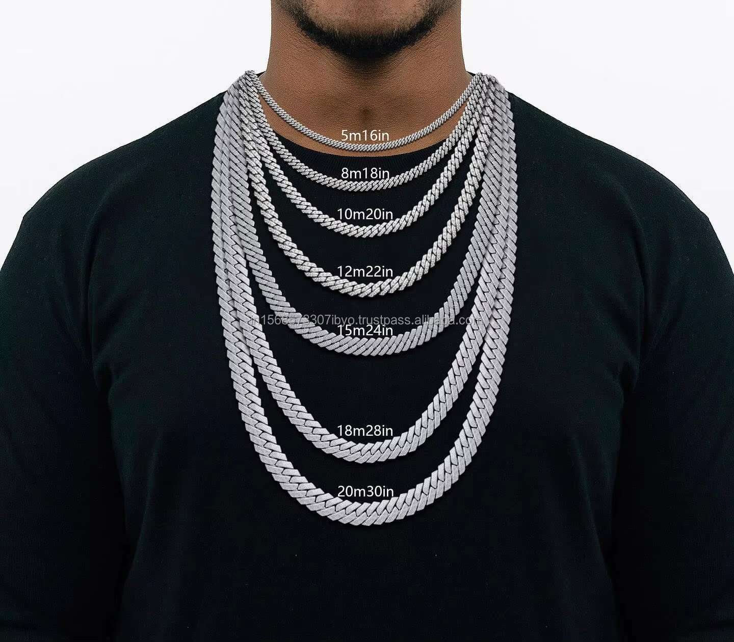 Exclusive Round Shaped Hip Hop Cuban Chain in Sterling Silver with Moissanite Diamonds Iced Out Chunky Jewelry Miami Cuban