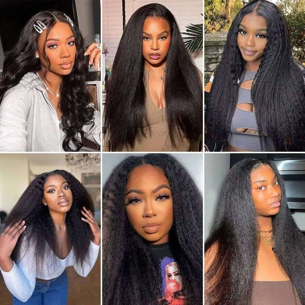 Kinky Straight 200% Density No Leave Out Wigs Upgrade U Part Wig Clip V Shape Human Hair