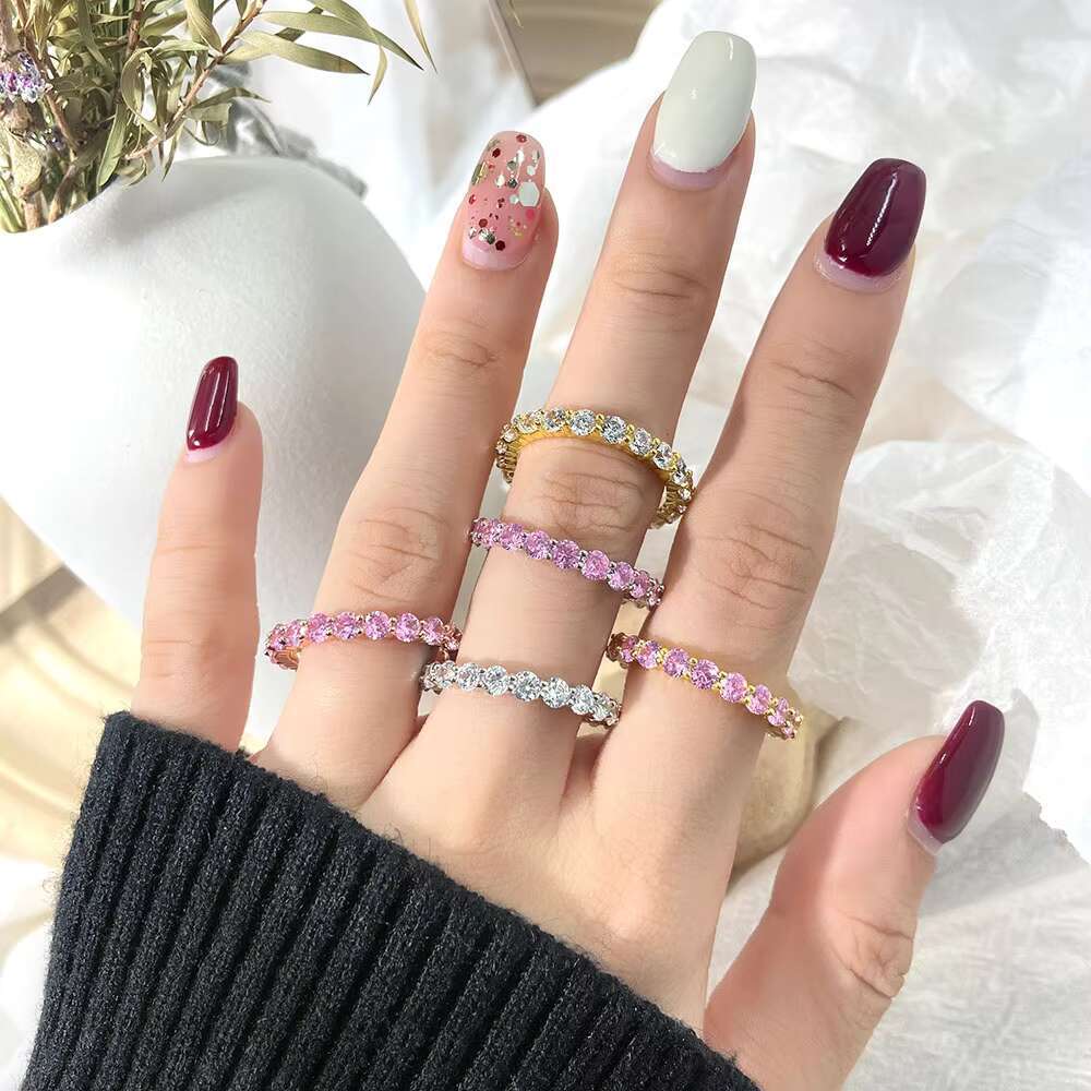 Stock Brilliant Cut 3mm CZ Stacking Gemstone Ring Fine Jewelry Sterling Silver Rings for Wedding Party Wholesale Available