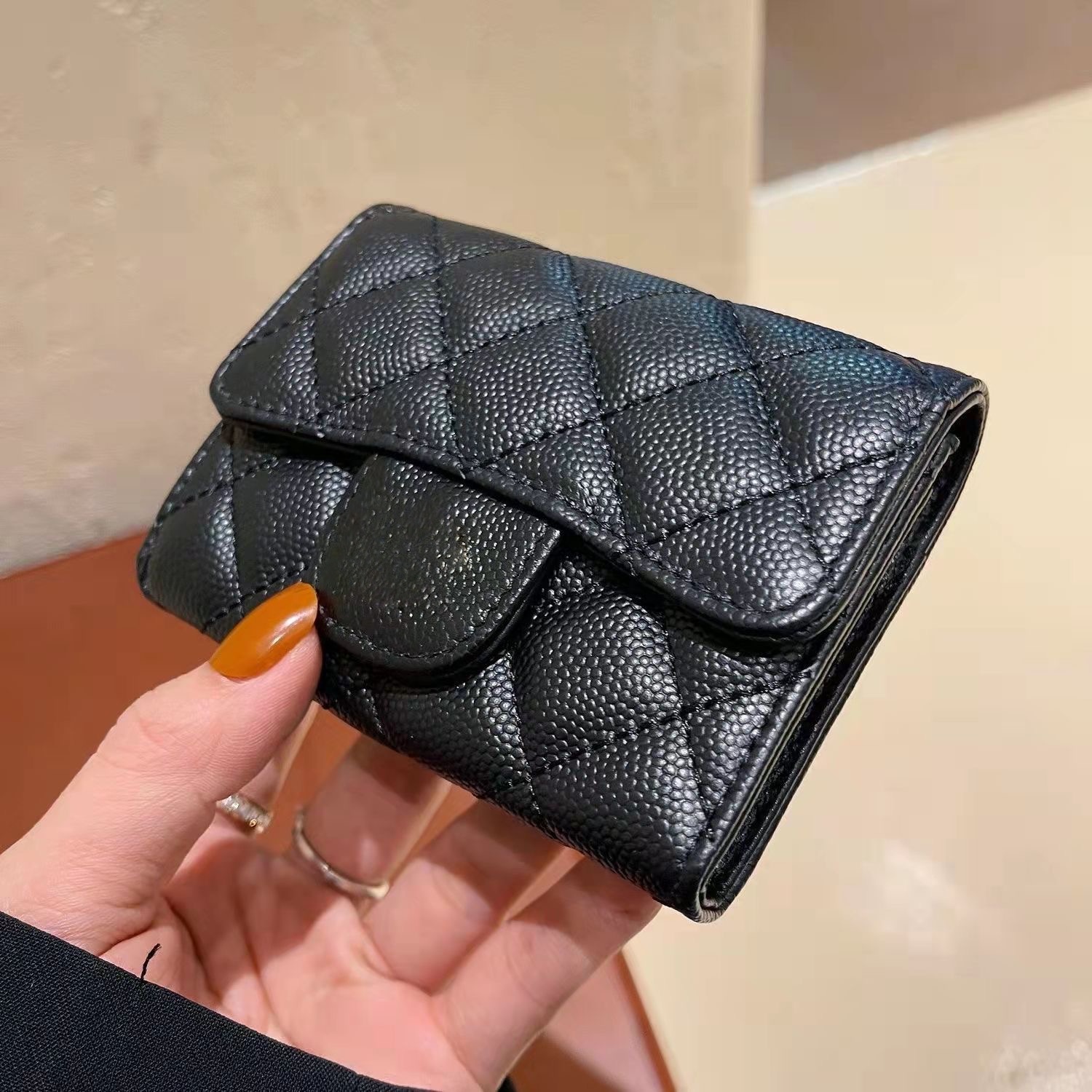 Classic Caviar Wallet Card Holder Genuine Leather Credit Cards Wallet Flip Bag Luxury Womans Coin Purses Mans Travel Documents Passport Holders Gift With Box