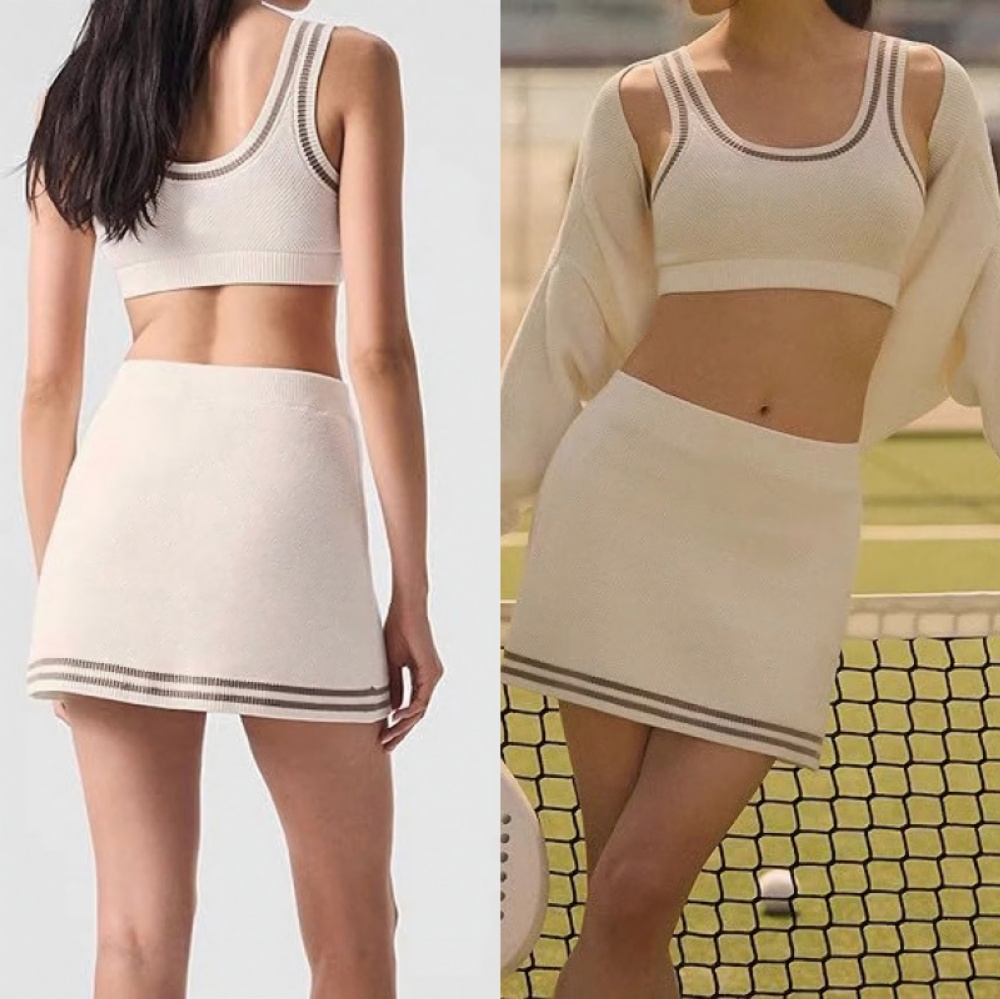High Luxury Designer Dress Tennis Dress Set with Knit Tennis Skirt for Women New Bowling Ball Set for Outdoor Sports 2 piece set Badminton set Sports suit