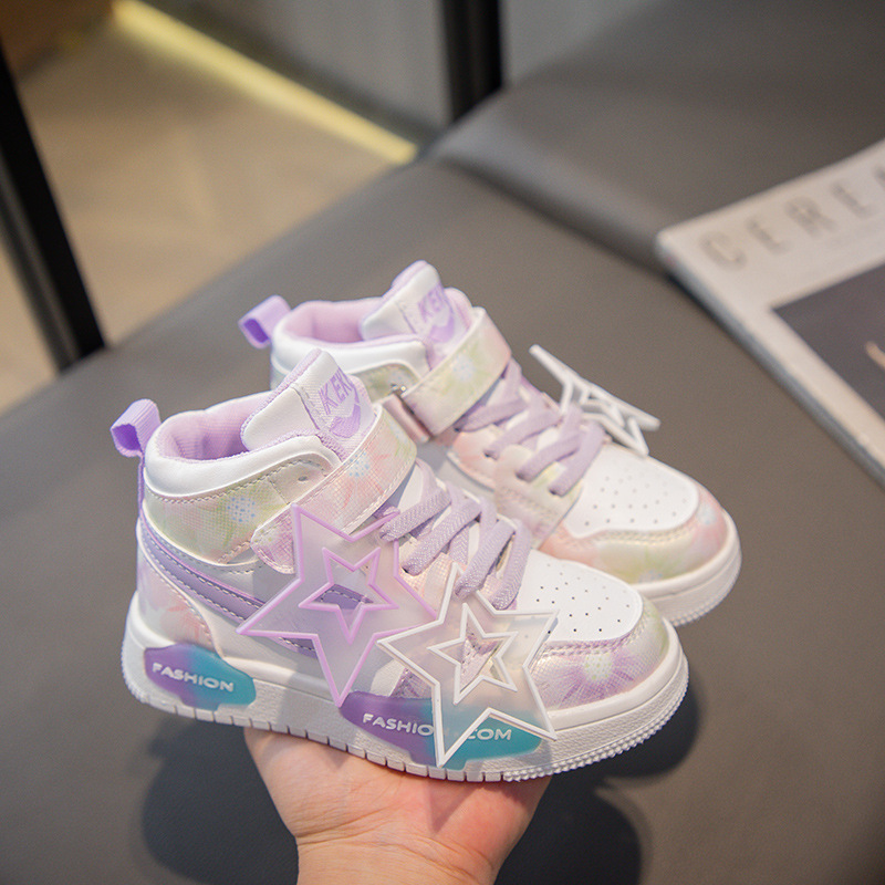 2025 Autumn Girl's Sports Shoes Children's Slip - on Shoes Cartoon Princess Running Shoes Waterproof and Anti - slip Little Girl's Shoe