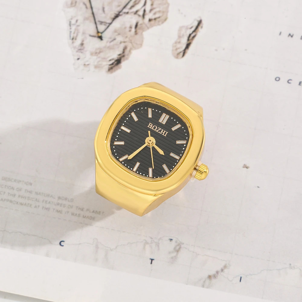 WLP Creative Punk ial Quartz Watches Rings for Women Men Couples Mini Elastic Strap Alloy Watch Finger Ring Jewelry 250701