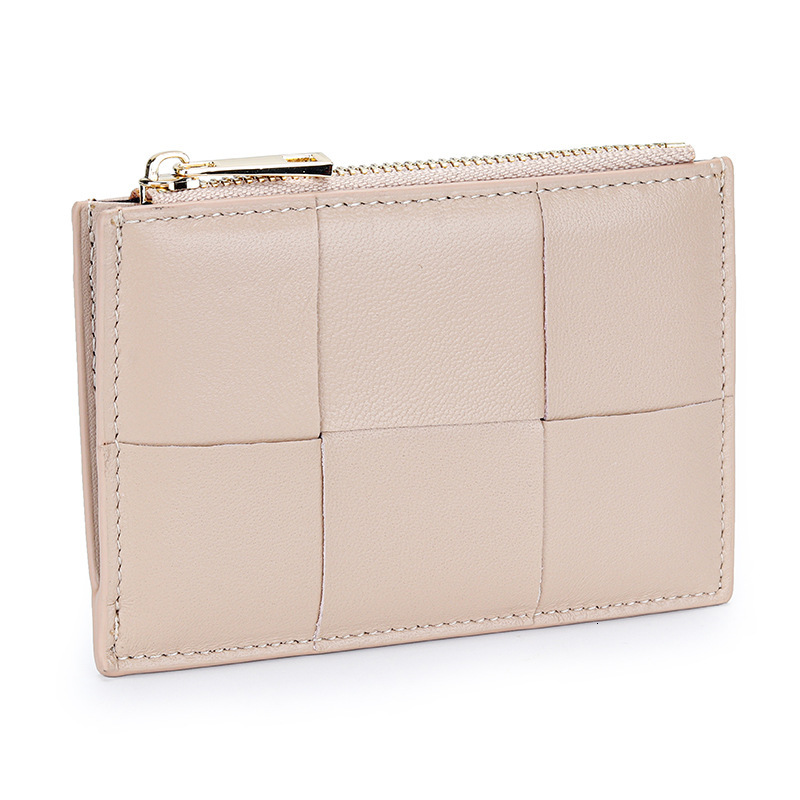 Card Luxury Wallet 2025 New Designer Wallet Holder Women's Sheepskin Woven Coin Purse Ins Small Ultra-thin Exquisite Zipper Multi-functional Coin