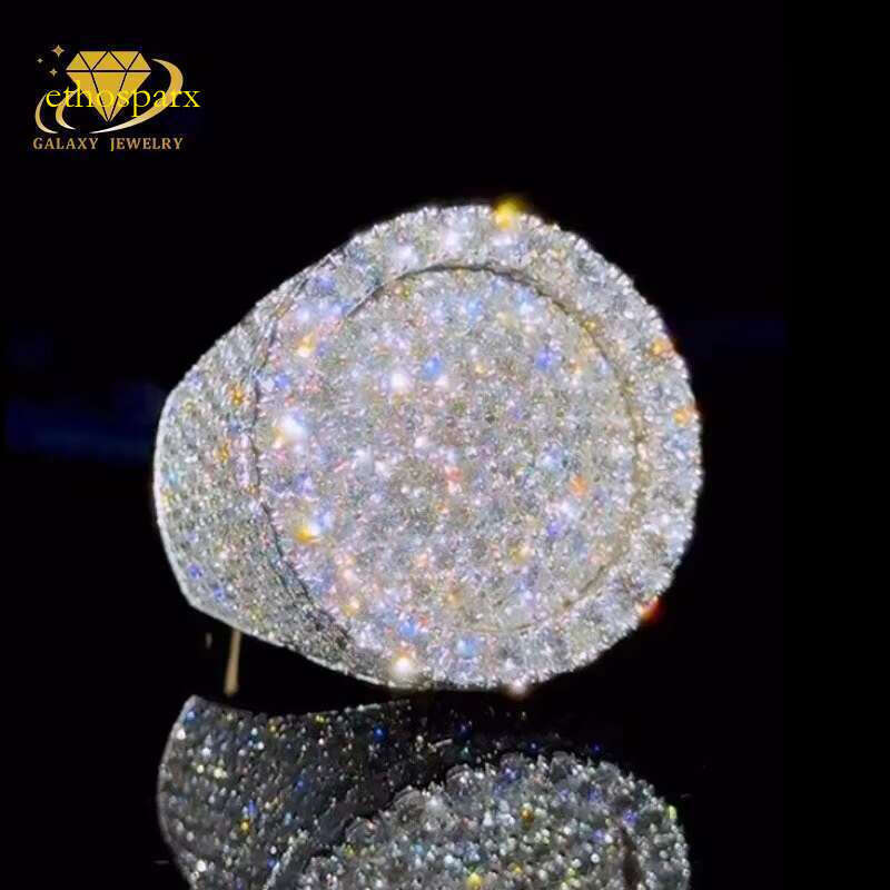 Fashion boutique jewelry 3D circular design ring, silver ice out silica hip-hop ring