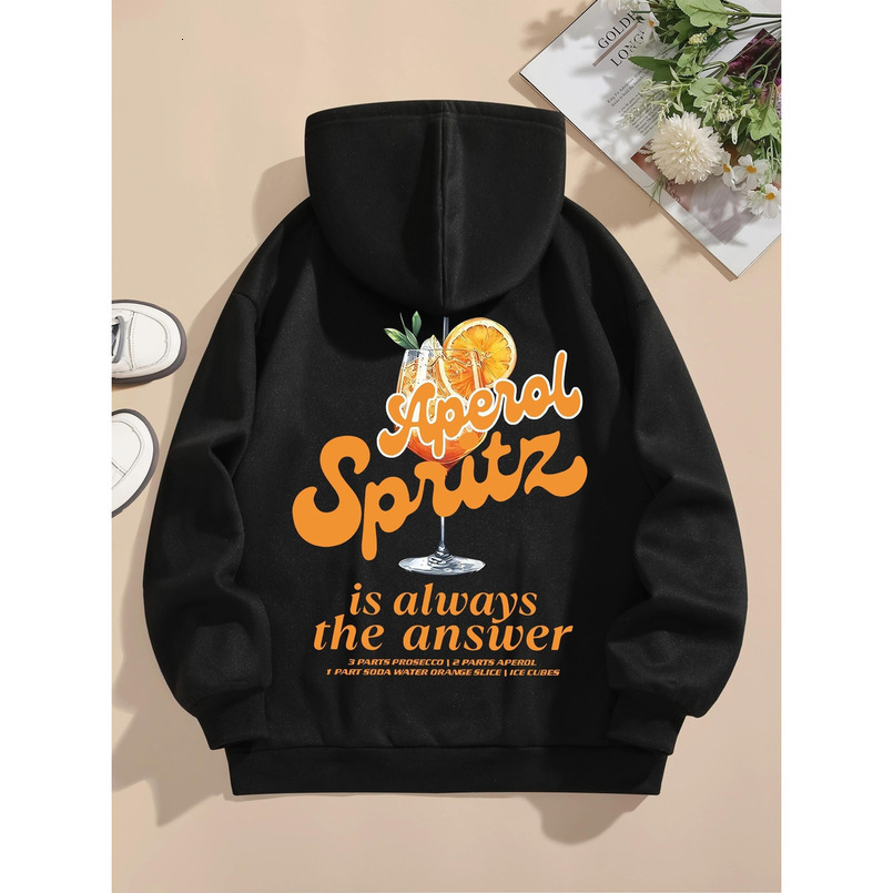 Women's White Hoodie with Aperol Spritz Graphic - Casual Drink - Inspired Sweatshirt