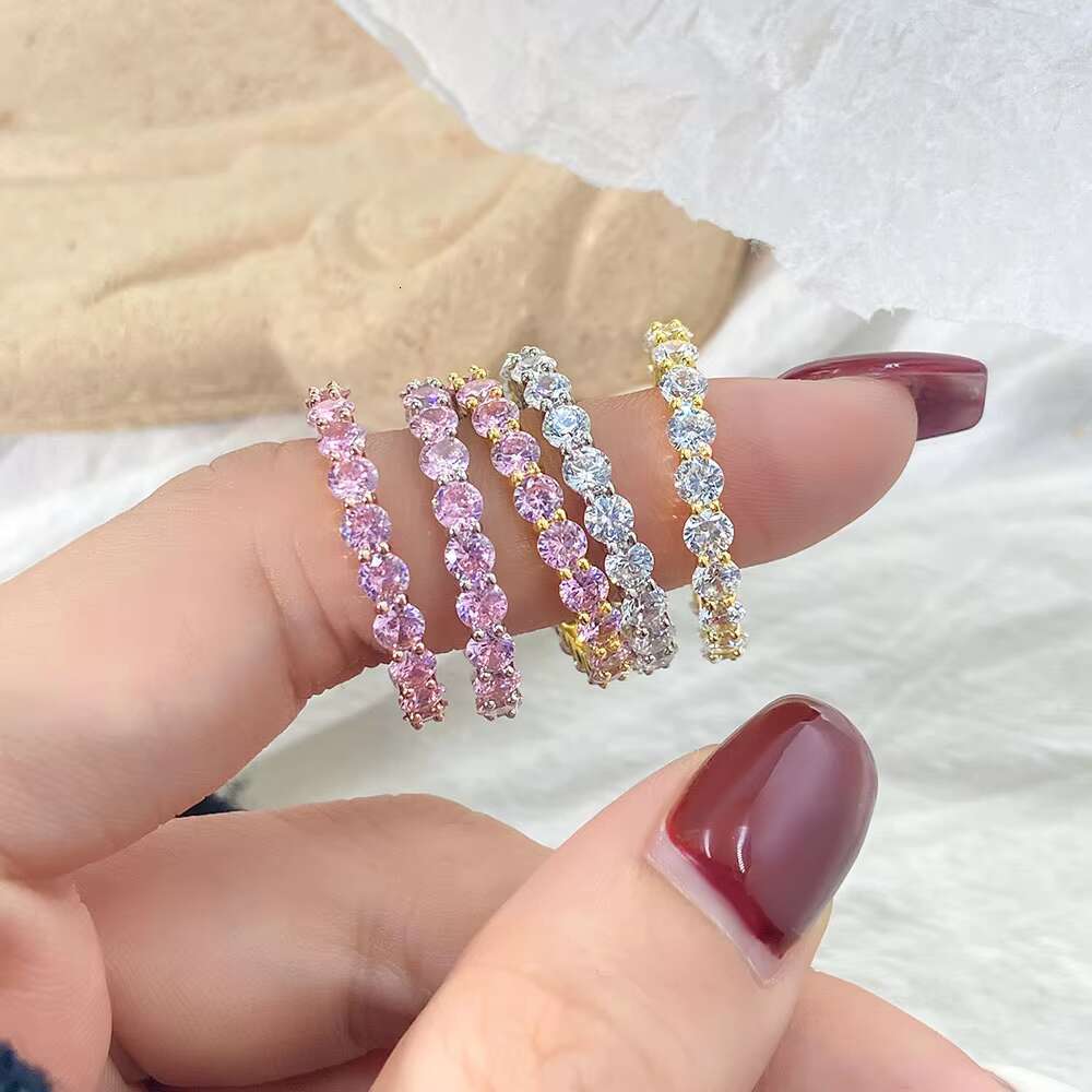 Stock Brilliant Cut 3mm CZ Stacking Gemstone Ring Fine Jewelry Sterling Silver Rings for Wedding Party Wholesale Available