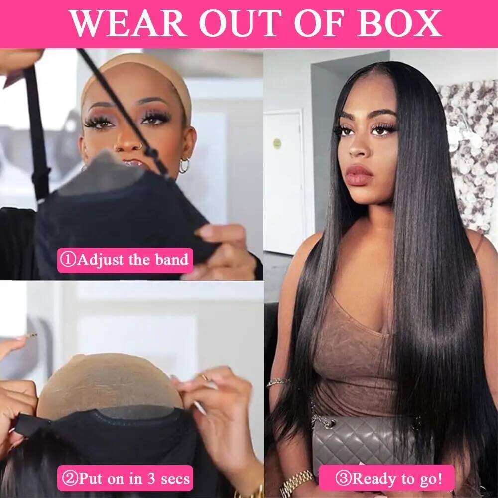 Glueless Straight 5x5 6x4 Wear Go HD Lace Closure 30 32 34 36 38 Inch Brazilian 100% Human Hair Wig