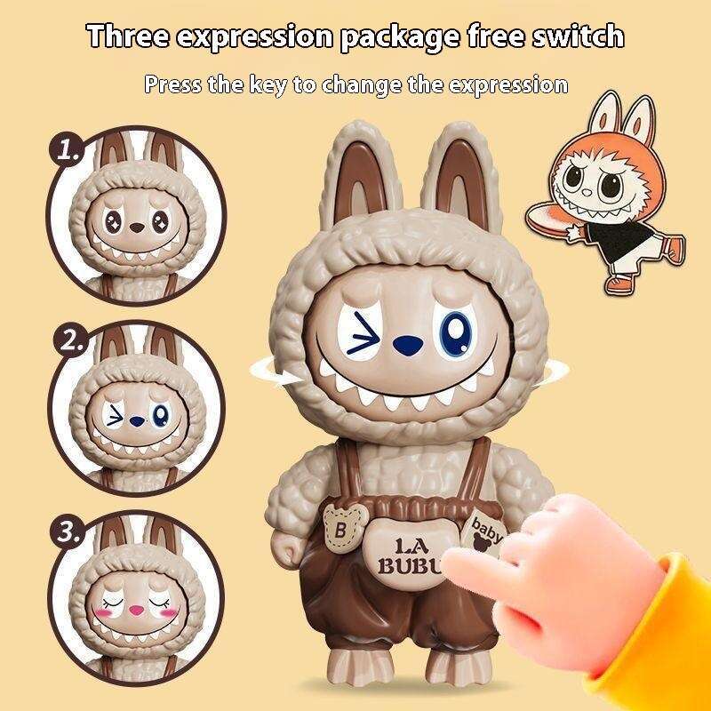 New Labubu Face-Changing Doll Pendant Trendy Cartoon Gift Keychain Decoration Stress Relief Toy for Men, Women, and Children