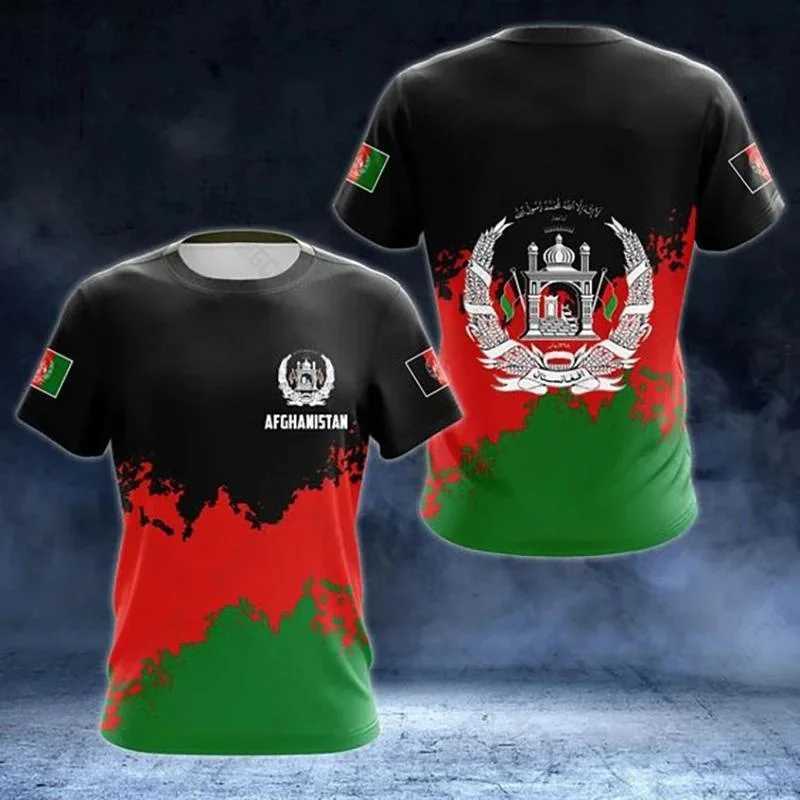 2025 Summer New Afghanistan Flag and Emblem Pattern T-shirt 3D Mens Fashion Round Neck Breathable Short Sleeve Large Top z250701V2U0
