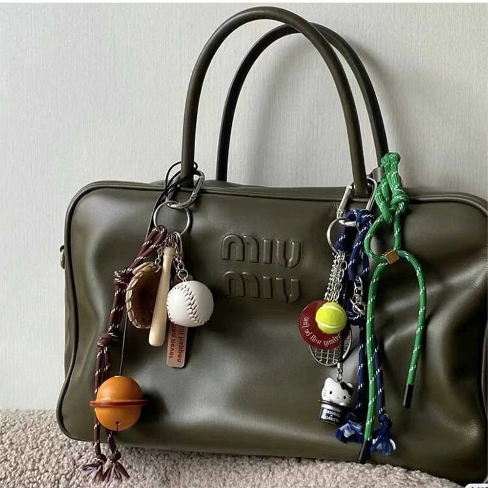 Y2k Bag Pendant Woven Ropes Keychain Baseball Cover Love Hanging Buckle Phe Ornament Hand Pendant Bag Accessories Y250701