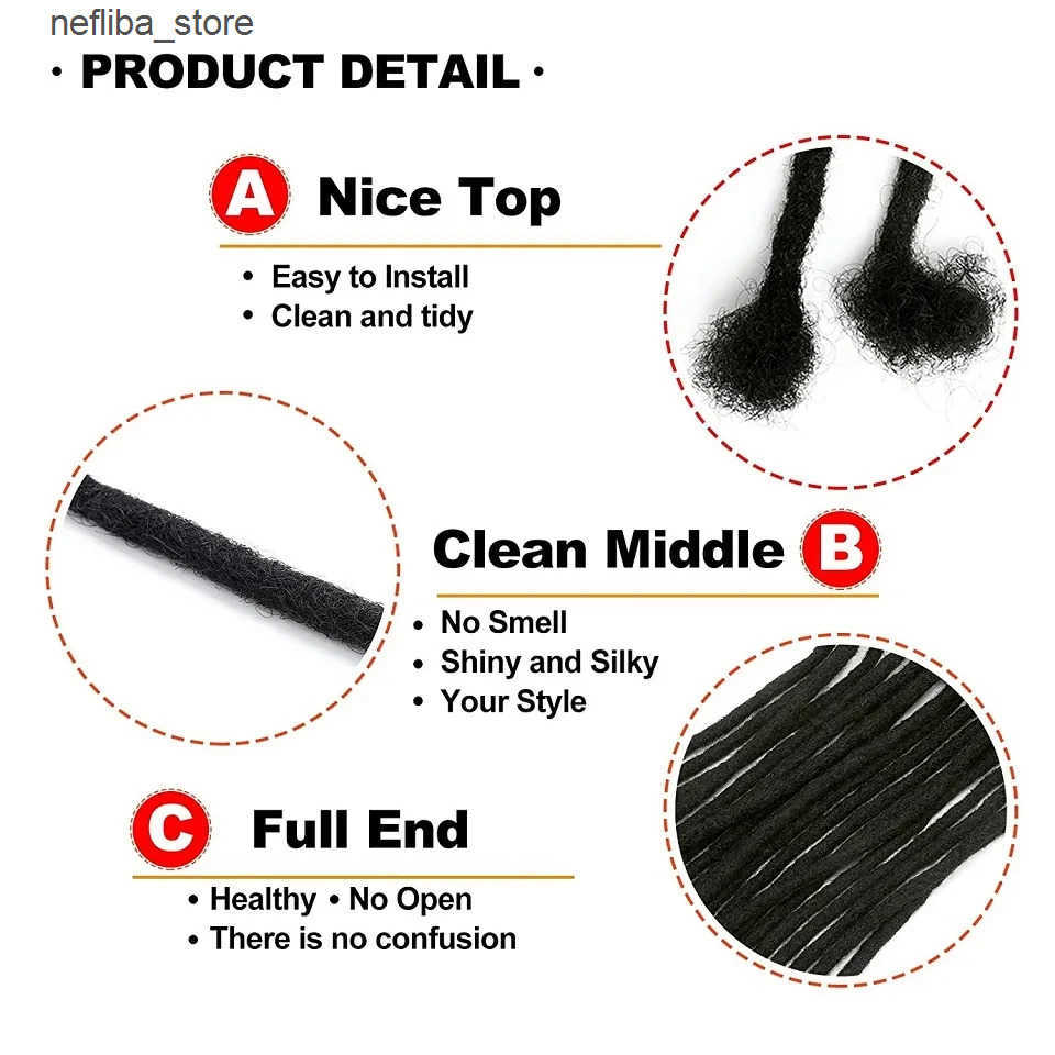 Dreadlocks Brazilian Remy Human Hair Strand Crochet Braid Hair Loc 0.4 0.6 cm Kinky Braiding Bundles locks Wholesale Q250701