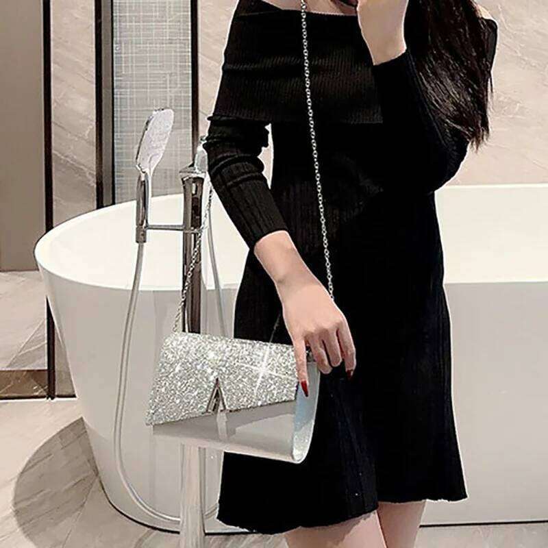Designer Bag Luxury Bag Women Evening Shinny Handbag Ladies Glitter Sequin Clutch Purse Chain Shoulder Crossbody Bag For Wedding Party Xa32zd