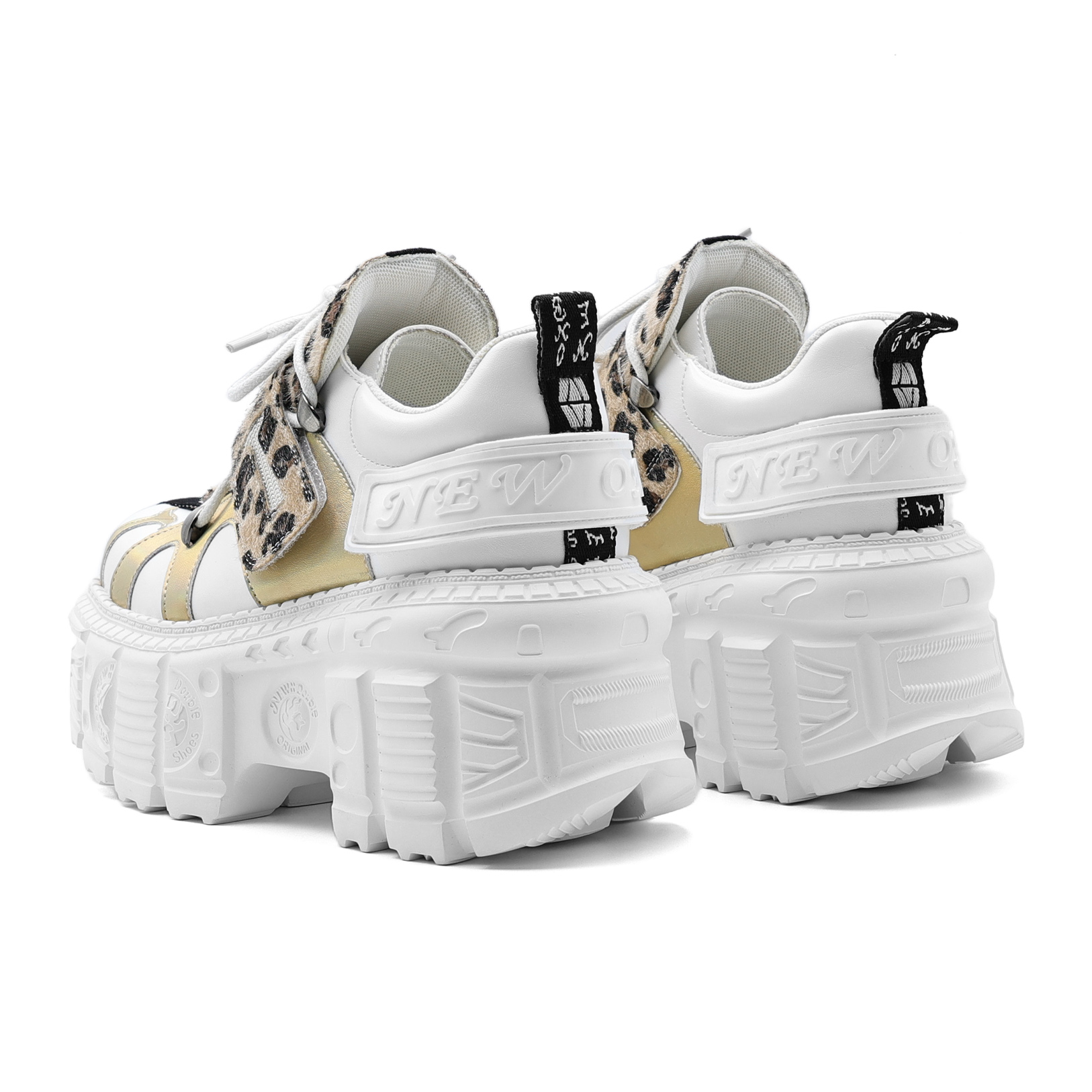 Women's Dark Leopard Print Leather Boots with Thick Sponge Soles