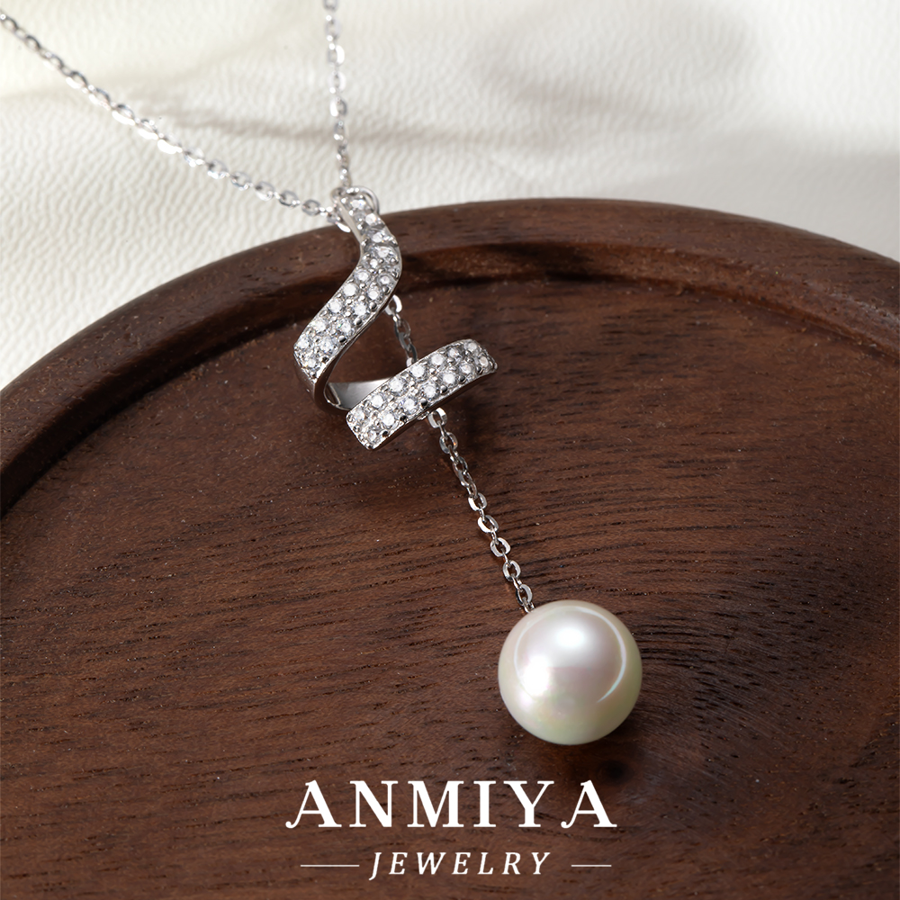 Luxury 925 Sterling Silver Jewelry, Exquisite Geometric Pendant Necklace with Pearl Tassel, Special Occasion Choice