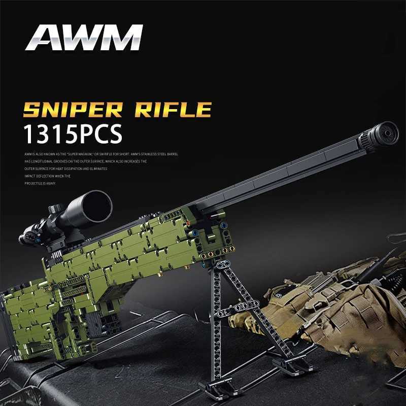 WW2 Creative AWM Sniper Rifle Barrett AKM Building Blocks M24 Military Weapons Series Modle Set Boy Adult Toys Birthday Gifts Y250701