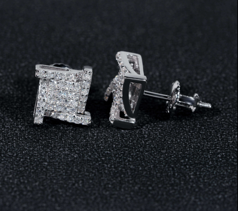 Earring Hip Hop Jewelry Iced Out VVS Diamond Moissanite Gold Plated 925 Sterling Silver Screw Stud Earrings