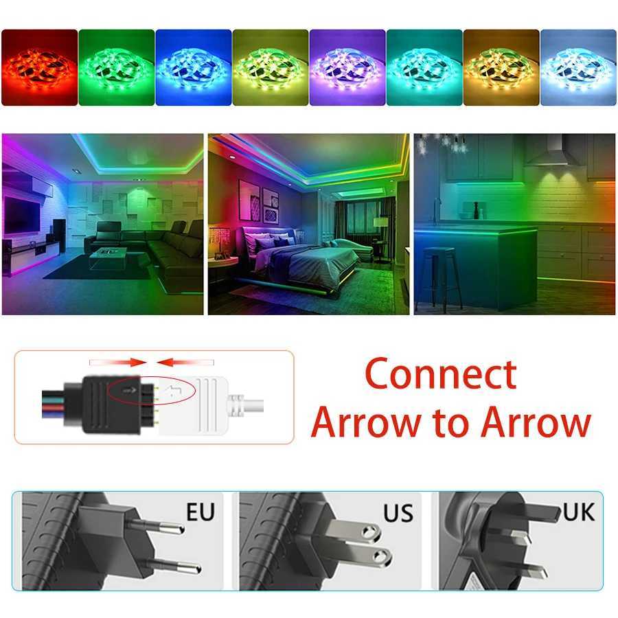 WiFi LED Strip Lamp 5M 10M 12V RGB Tape Works with Alexa Music Neon Ribbon Flexible Christmas Decor Lights W250701