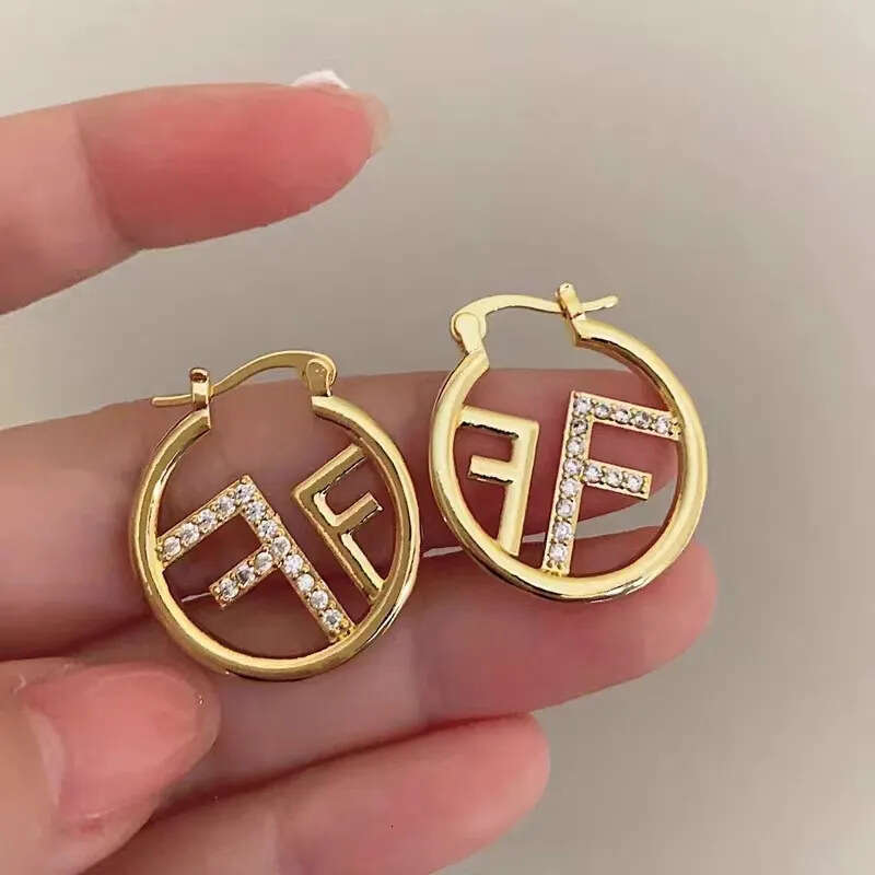 DHCollections Minimalist 'F' Letter Hoop Earrings - Luxury Gold/Silver Geometric Ear Cuffs for Women & Men (2025 New Arrival)