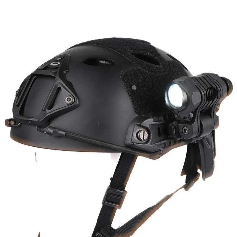Tactical Helmet Light FAST Helmet Flashlight Strobe Telescopic Zoom Survival Safety Lamp With Hat Clamp Holder Camping Hunting XJ250701