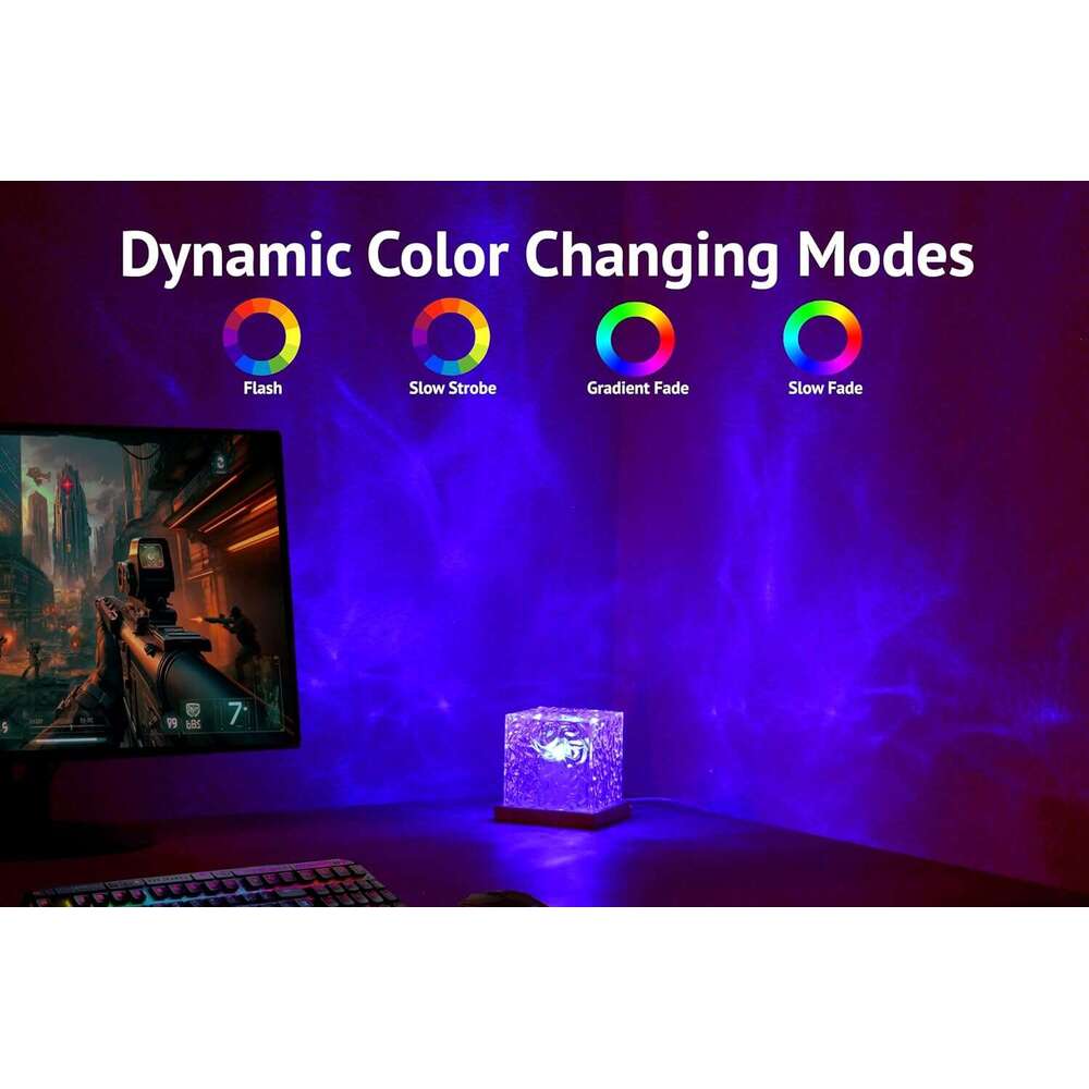 Projector Northern Lights Dimmable Ocean Wave Night Light with Remote Multi Mode Slow Moving Ripple Effect Underwater Aurora Halosphere Lamp for Bedro