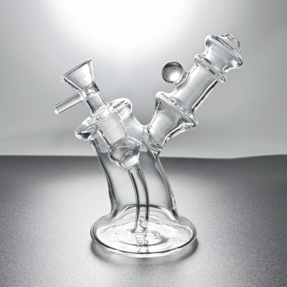 Small Clear Glass Bong Pyrex Water Pipe Diffuser Perc Bubbler Smoking Hookah with 14mm Tobacco Bowl