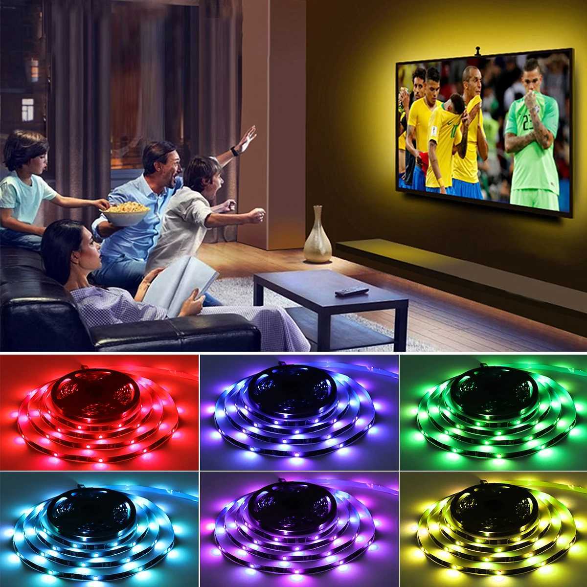 5V USB Bluetooth RGB LED Strip Light Room Neon Backlight Smart LED Tape Lamp For TV HDTV Background Decoration Lighting Ribbon W250701