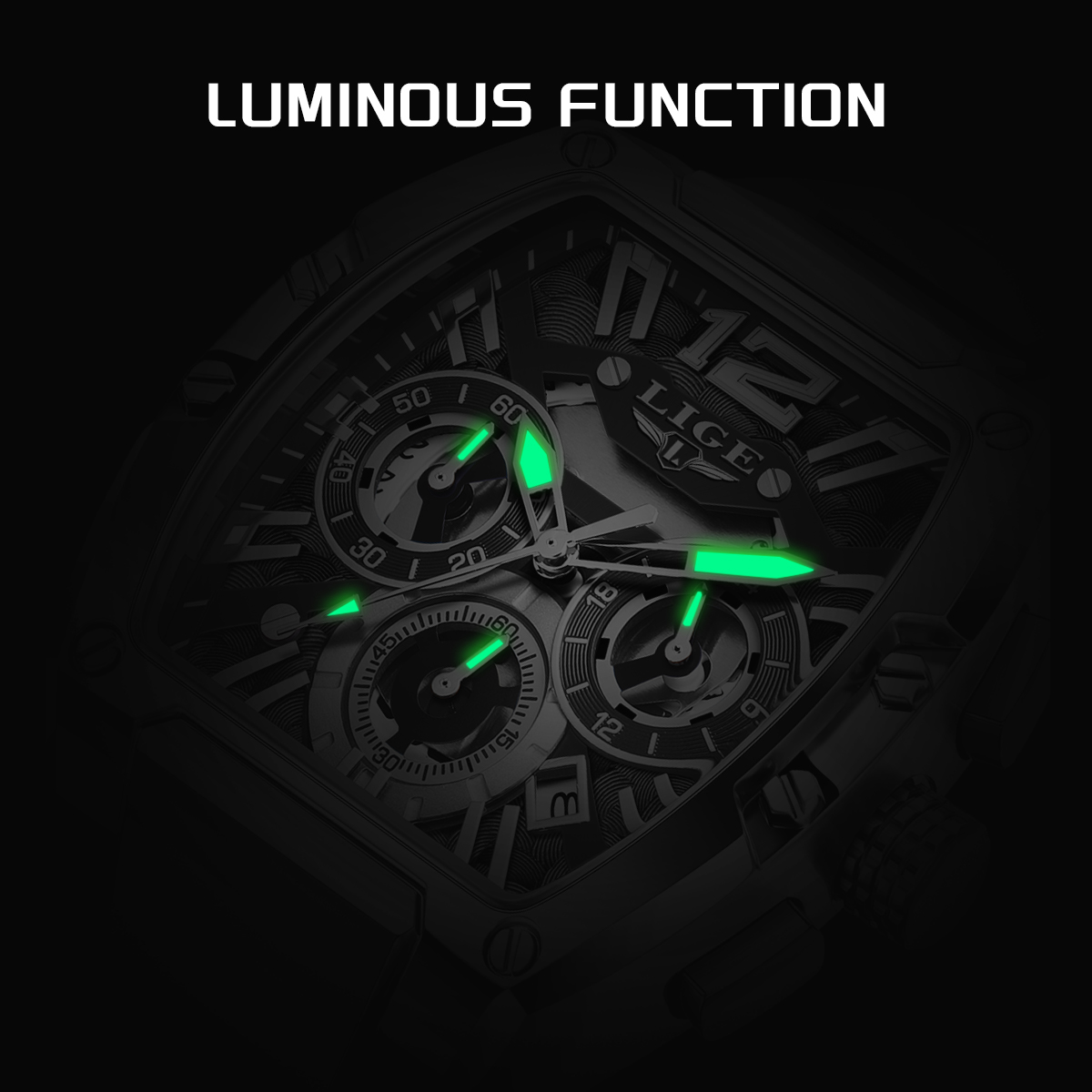LIGE Men's Quartz Watch Fashion Business Watch Multifunctional Chronograph 24-hour Small Dial Holiday Gift Teen Watch Waterproof Watch