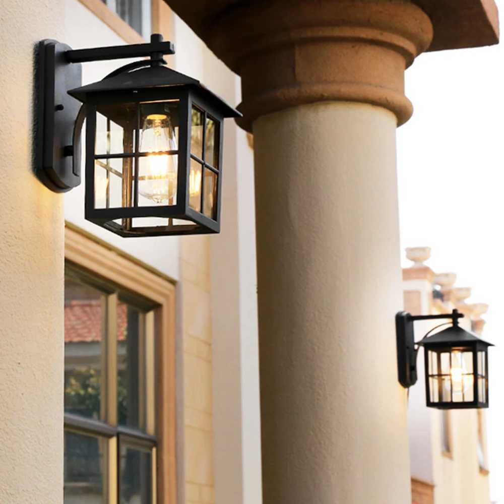 Outdoor Vintage Wall Lamp E27 Bulb Sconce Light Fixtures Retro LED Wall Lamp Porch House Home Yard Garden Lighting Black BronzeXJ250624