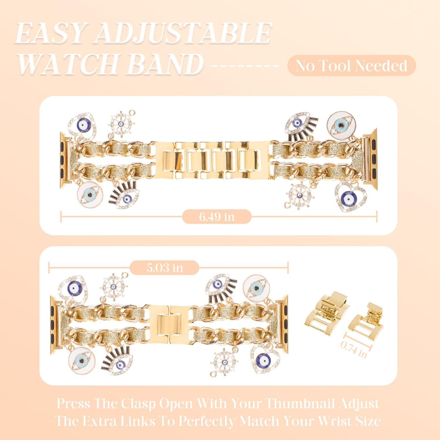 Women's Luxury Bling Metal Strap for Apple Watch 42mm,44mm,45mm,46mm,49mm, Compatible with Series SE/1 2 3