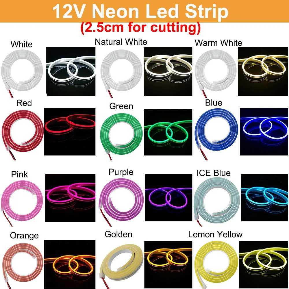5V 12V LED Neon Strip DIY Sign Light SMD 2835 LEDs/m Flexible Silicone Rope Tube Waterproof 1cm 2.5cm Cut For Home Decoration W250701