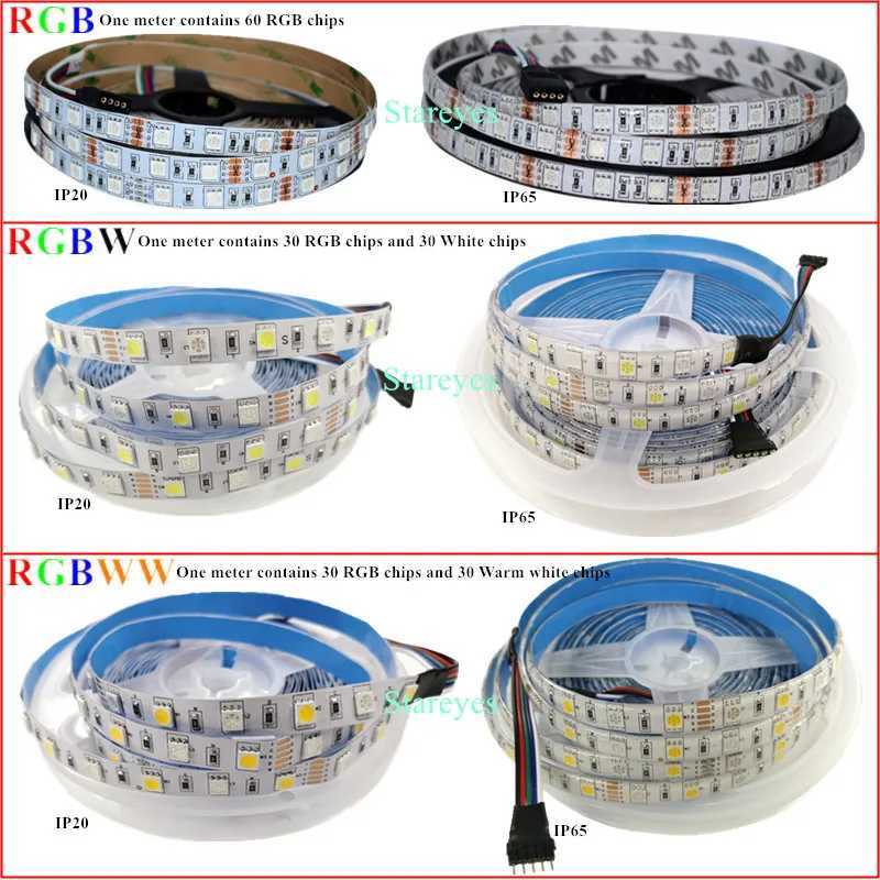 LED Strip 5m 10m 15m 20m 25m 30m SMD 5050 RGB RGBW 60LED/m 12V tape Rope Ribbon Kit WiFi Tuya Music 2.4G RF remote controller W250701